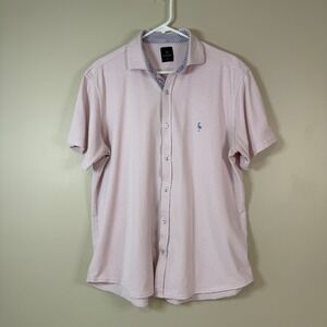 Tailorbyrd Collection Mens XL Pale Pink‎ Cotton Jersey Short Sleeve Button Shirt